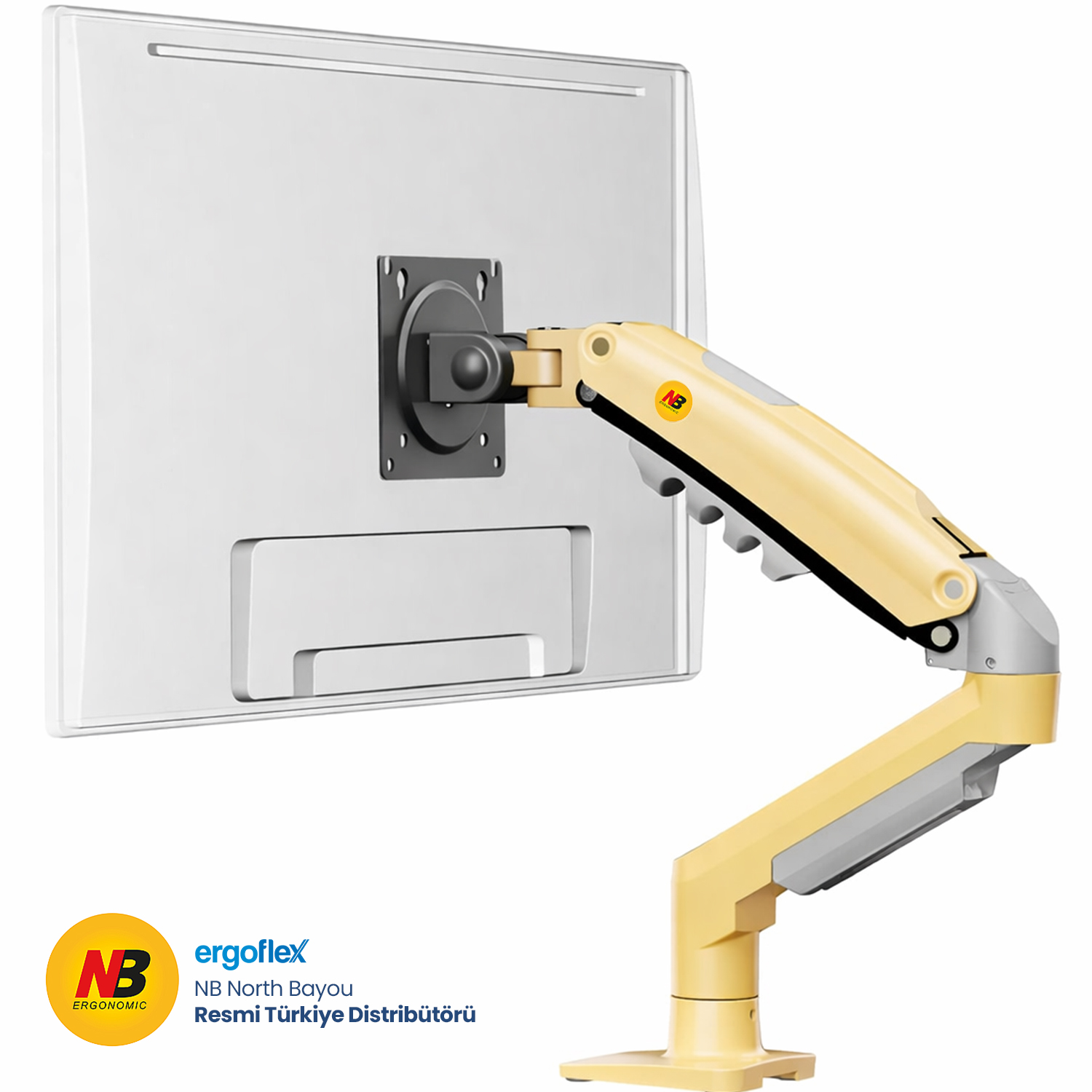 NB Ergonomic NB F80 17-30inch Amortisörlü 2-9 kg Monitör Standı Lav Sarısı