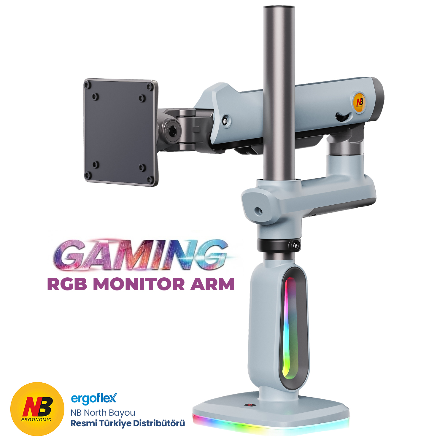 NB Ergonomic V8-Gaming , 32-60'' 20 KG RGB Aydinlatmali , Oyuncu Monitör Standı