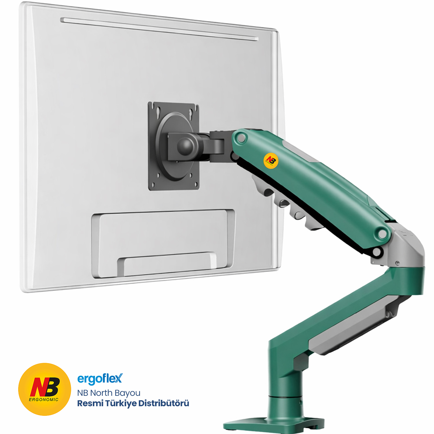 NB Ergonomic NB F80 17-30inch Amortisörlü 2-9 kg Monitör Standı Zeytin Yeşili